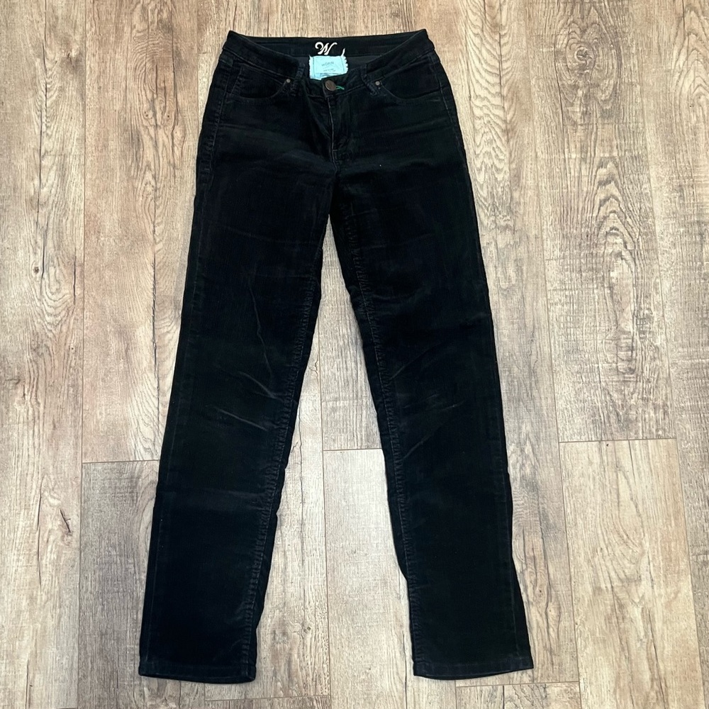 WORN | Nordstrom black stretch corduroy straight leg pants